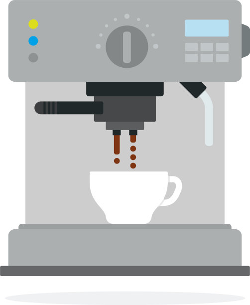 咖啡机准备咖啡平板隔离图片下载