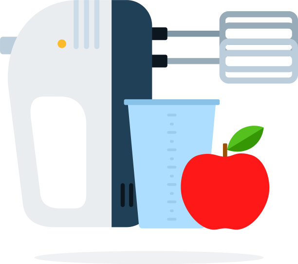 将烧杯和红苹果分开搅拌图片下载