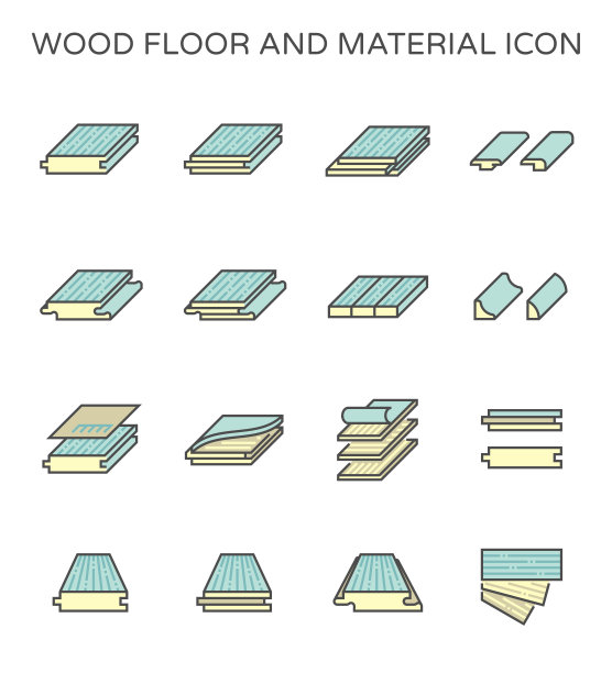 木地板和材质矢量图标设置设计在白色背景上。图片下载