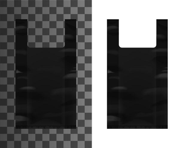 带把手的黑色塑料袋，矢量模型图片下载