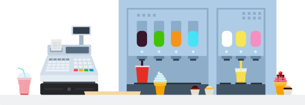 带现金的冰淇淋和饮料贩卖机图片下载