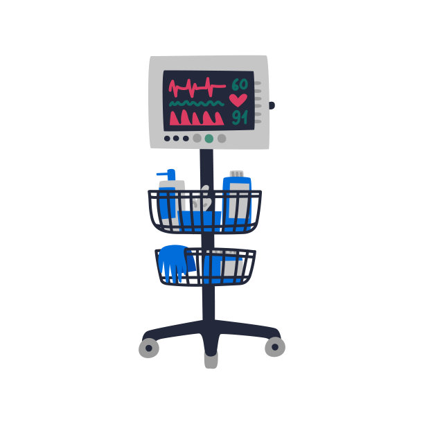 心电图机。显示心跳的心脏监护仪-医疗设备平面风格矢量插图上的白色背景图片下载