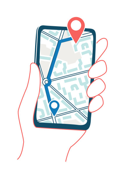 应用程序与导航跟踪路线。手持gps设备。图片下载