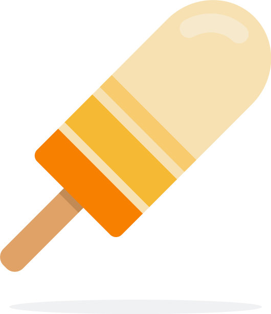 冰淇淋与橙色条纹扁平孤立图片下载