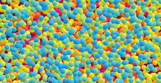 在空旷的空间中有许多不同大小的球体。抽象的背景。3 d矢量插图。图片下载