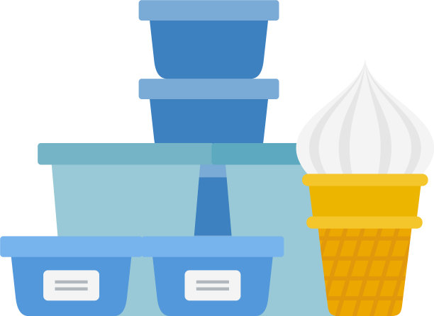 塑料容器和装在华夫饼杯里的冰淇淋图片下载