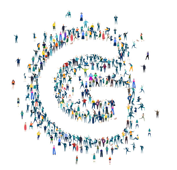 字母表。信由许多小人组成，人群创造。很多大忙人都是字母形状的。图片下载