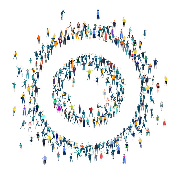 字母表。信由许多小人组成，人群创造。很多大忙人都是字母形状的。图片下载