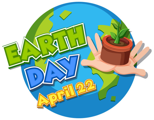 用地球上的绿色植物设计快乐地球日的海报图片下载