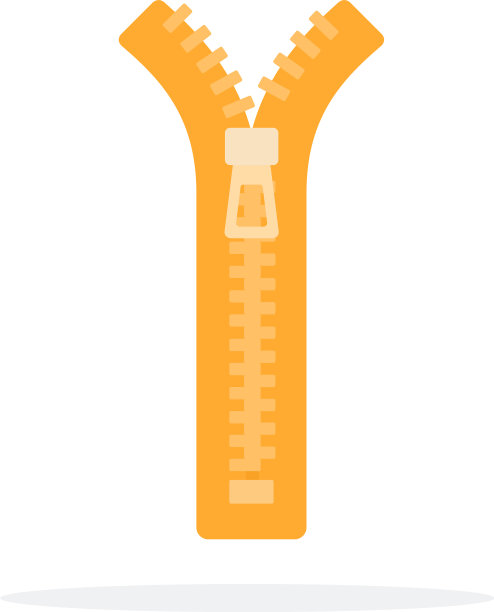 黄色拉链为衣服平隔离图片下载