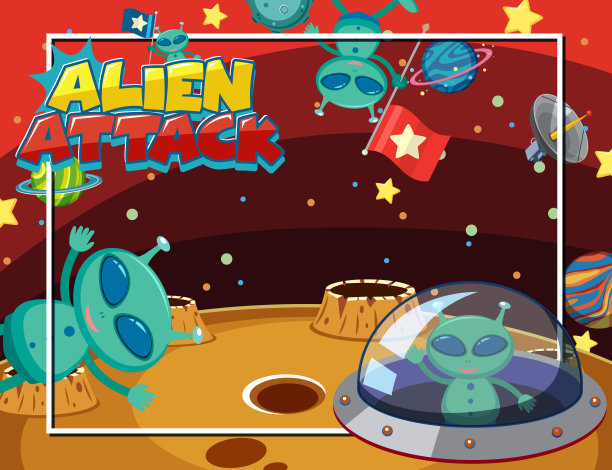 背景场景与外星人和UFO在太空飞行图片下载