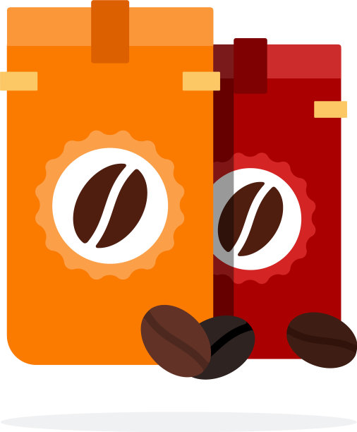 不同烘焙的咖啡在包装扁平图片下载