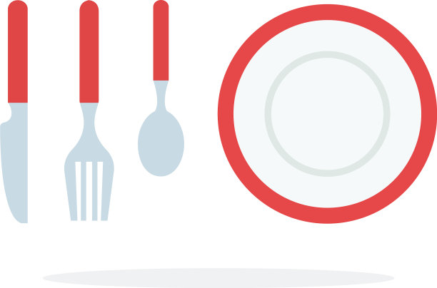 叉，匙，刀和盘子，红色管道平图片下载