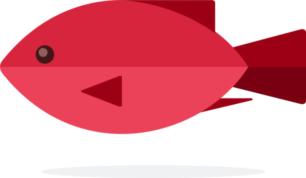 红色海洋鱼类扁平孤立图片下载