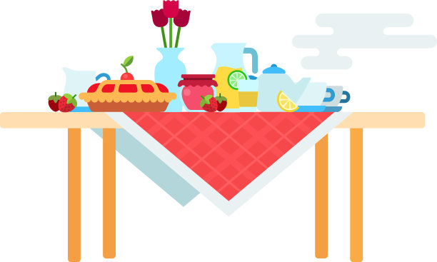 服务桌的茶饮用图标平坦孤立图片下载