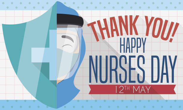 护盾和男护士脸设计庆祝护士节图片下载