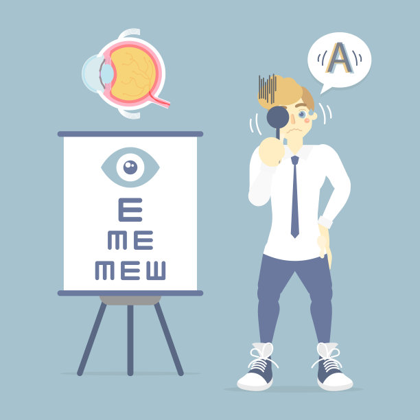 男人眼睛检查，眼球解剖，近视，近视，远视，远视，远视，近视，视力检查概念图片下载