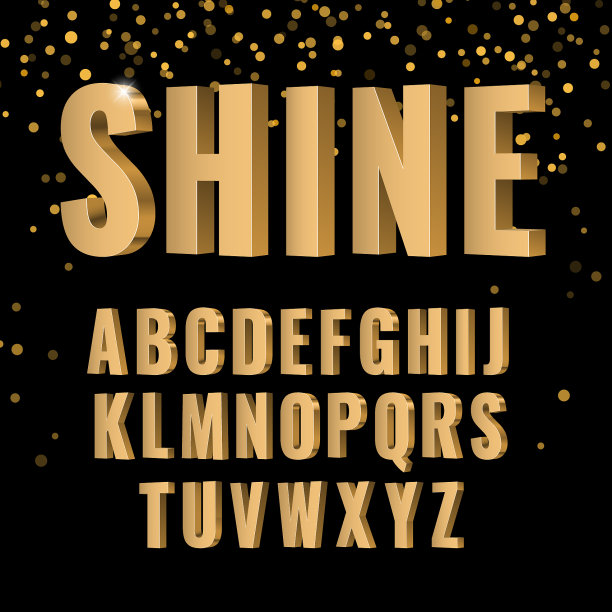 三维金符号字母表图片下载