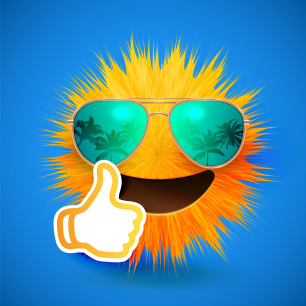 高细节3D毛皮笑脸表情，矢量插图图片下载