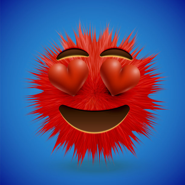 高细节3D毛皮笑脸表情，矢量插图图片下载