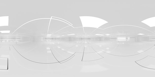 全360度等矩形全景hdri现代未来主义白色建筑室内3d渲染插图图片下载