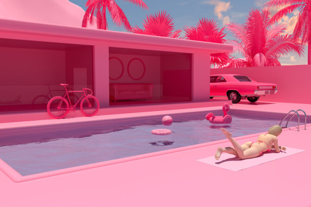 带游泳池的夏日度假别墅，自我隔离图片下载