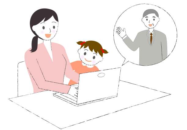 远程工作的妈妈和女孩图片下载