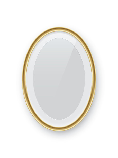 椭圆形垂直的金色图片或相框孤立在白色背景上。矢量设计元素。图片下载