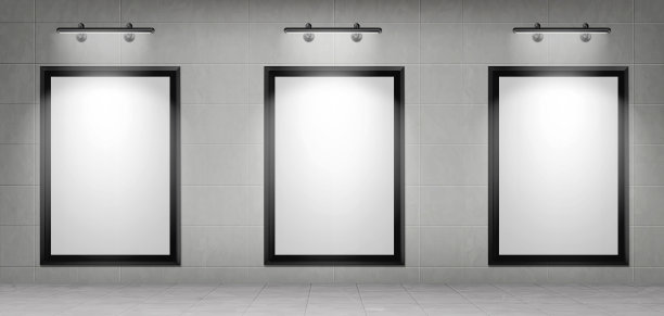 空白电影海报与框架和聚光灯图片下载