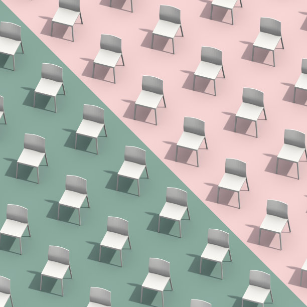 社交距离的许多椅子安全covid-19传播空气区粉彩背景与3d渲染。图片下载