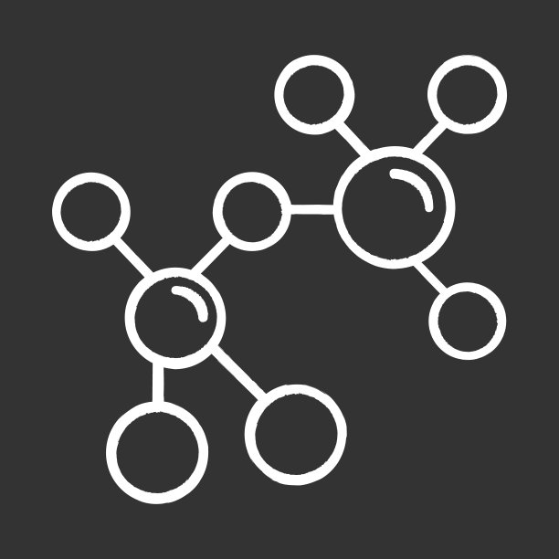分子可视化粉笔图标。简单的晶体结构。分子球棍模型。有机化学元素。科学的原子模型。孤立矢量黑板插图图片下载