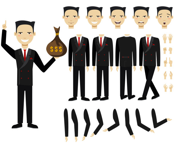 扁平图标的商人拿着钱袋图片下载