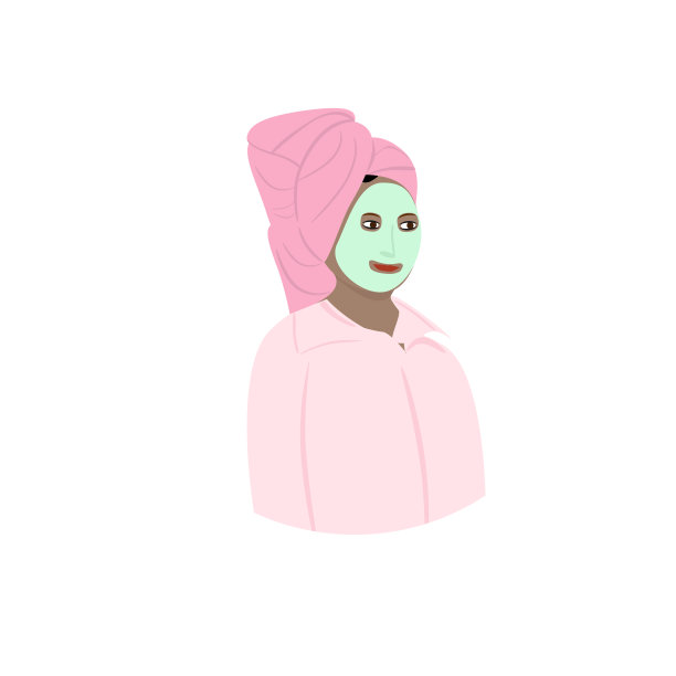 一个裹着毛巾的女人在照顾她的脸。清爽的面罩。图片下载