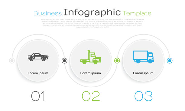 集轿车、运货车、运货车为一体。业务信息模板。向量图片下载
