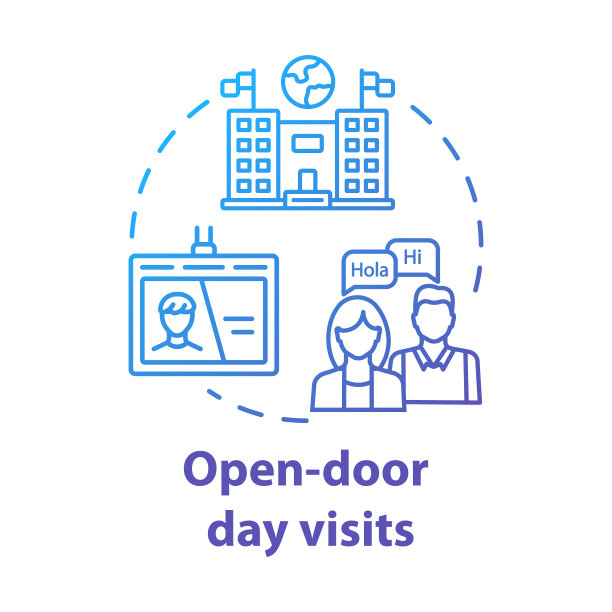 开放日参观概念图标。国际大学介绍。研究的邀请。高考意念细线插图。矢量孤立轮廓图图片下载