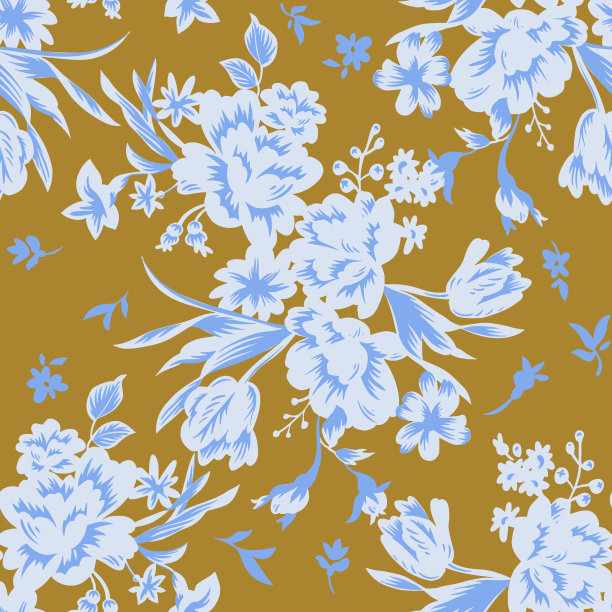 花园里的花在盛开。郁金香剪影。花卉无缝模式。图片下载