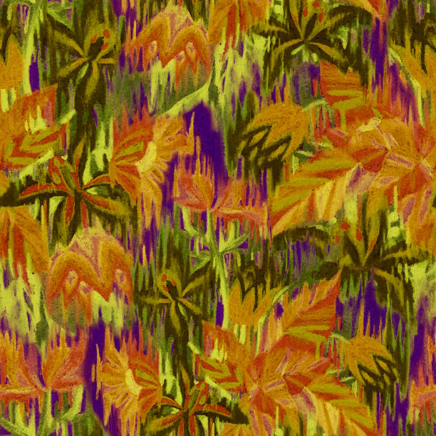 植物无缝模式。模糊的草地鲜花。手绘奇异的装饰植物，开花的芽和叶。图片下载