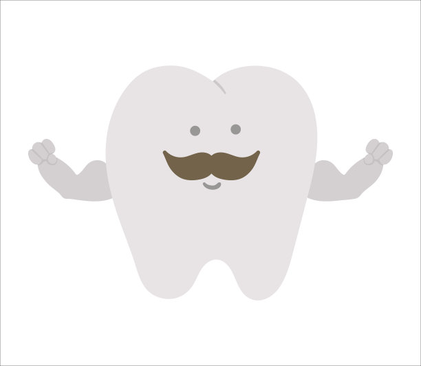 可爱可爱，强壮的牙齿和肌肉。矢量牙齿图标为儿童设计。有趣的儿童牙科护理图片。牙科婴儿诊所clipart与口腔卫生概念上的白色背景。图片下载