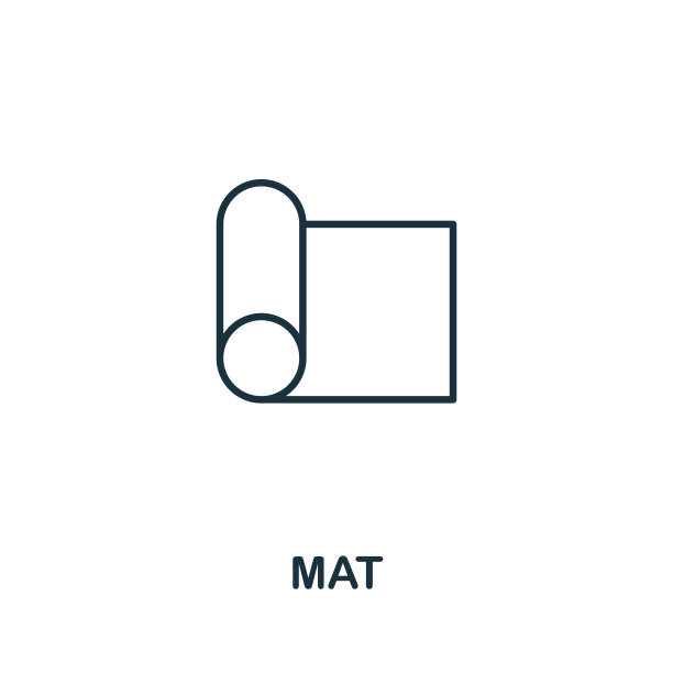 垫图标。瘦轮廓风格设计从健身图标收集。创意Mat图标为网页设计，应用程序，软件，打印使用图片下载