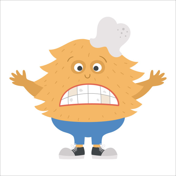 可爱的长着脏牙的怪物。有趣的快乐的性格。给孩子们带来不健康牙痛的生物。儿童牙科护理图片。牙科诊所有口腔卫生理念图片下载