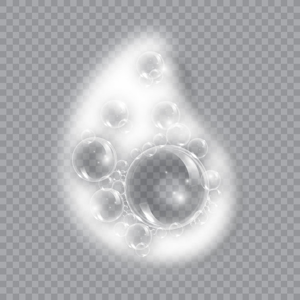 沐浴泡沫肥皂与气泡隔离矢量插图透明背景。洗发水和肥皂泡沫泡沫向量插图图片下载