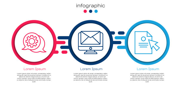设置行语音气泡聊天，监控和信封和文件和光标。业务信息模板。向量图片下载