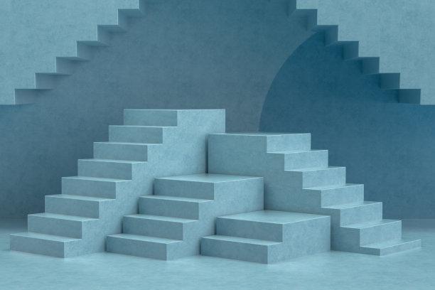 3D抽象的最小楼梯，梯子，讲台图片下载