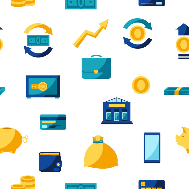 银行无缝模式与金钱图标。图片下载