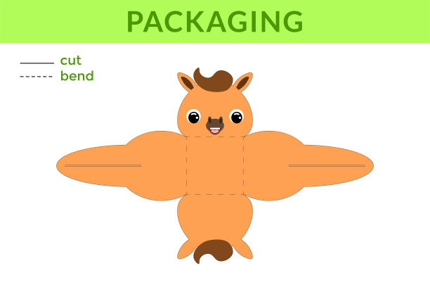 可爱的DIY派对喜欢盒子生日，婴儿送礼与可爱的马糖果，糖果，小礼物，面包房。可打印颜色方案。打印，裁剪，折叠不用胶水。矢量插图。图片下载