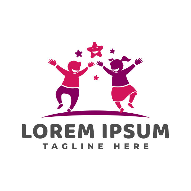 快乐的孩子一起与星矢量图标插图图片下载