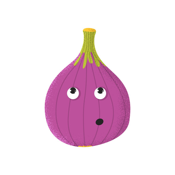 有机可爱的无花果水果性格在现代扁平风格图片下载