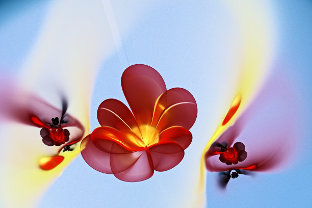 抽象的分形三维花在一个光的背景。彩色图像分形图片下载