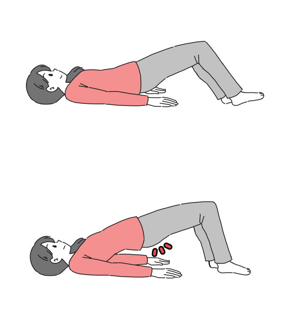 尿漏:一位妇女做盆底肌练习的插图材料图片下载