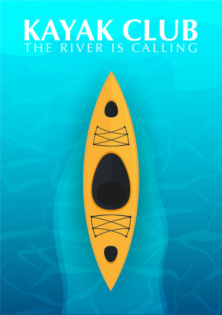 皮划艇横幅顶视图黄色皮划艇图片下载